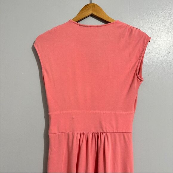 Lands' End Women's Dress Cap Sleeve V-NECK Coral White size S(6-8) - Picture 2 of 9